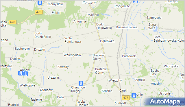 mapa Bratków Dolny, Bratków Dolny na mapie Targeo