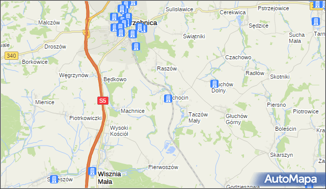 mapa Brochocin gmina Trzebnica, Brochocin gmina Trzebnica na mapie Targeo