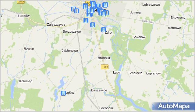 mapa Brodniki gmina Gryfice, Brodniki gmina Gryfice na mapie Targeo