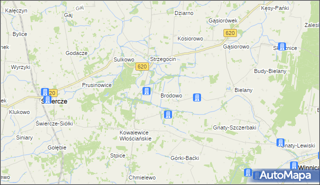 mapa Brodowo gmina Świercze, Brodowo gmina Świercze na mapie Targeo