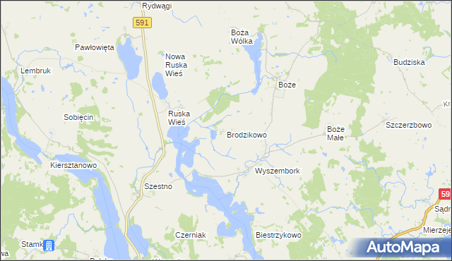 mapa Brodzikowo, Brodzikowo na mapie Targeo