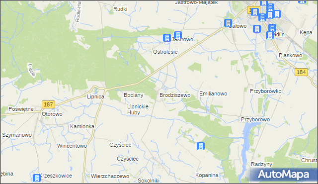 mapa Brodziszewo, Brodziszewo na mapie Targeo