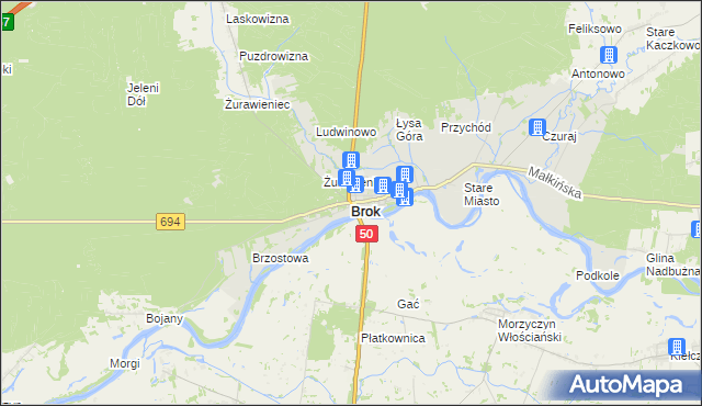 mapa Brok powiat ostrowski, Brok powiat ostrowski na mapie Targeo