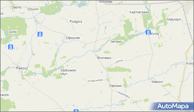 mapa Broniewo gmina Sadki, Broniewo gmina Sadki na mapie Targeo