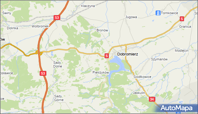mapa Bronówek gmina Dobromierz, Bronówek gmina Dobromierz na mapie Targeo