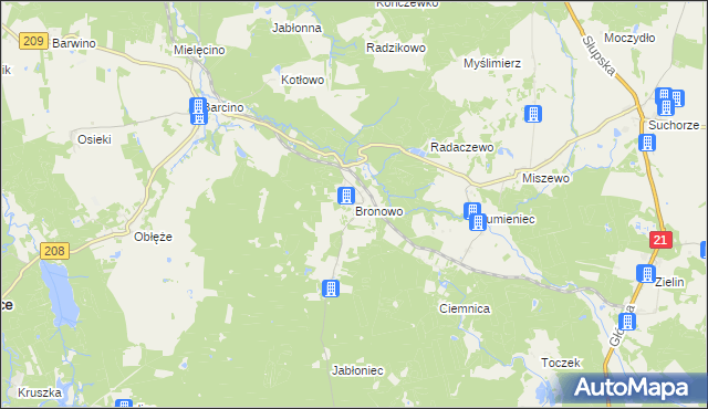 mapa Bronowo gmina Kępice, Bronowo gmina Kępice na mapie Targeo