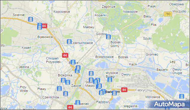 mapa Broszkowice, Broszkowice na mapie Targeo