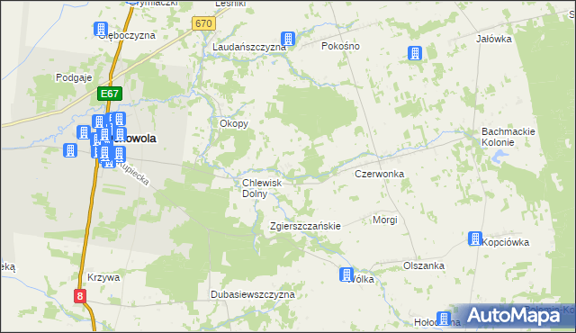 mapa Brukowo, Brukowo na mapie Targeo