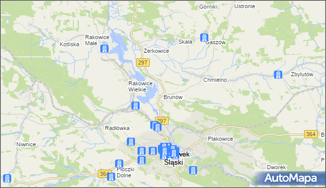 mapa Brunów gmina Lwówek Śląski, Brunów gmina Lwówek Śląski na mapie Targeo