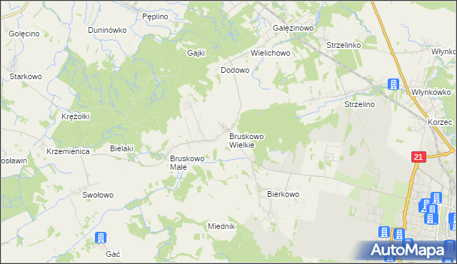 mapa Bruskowo Wielkie, Bruskowo Wielkie na mapie Targeo