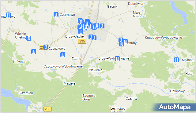 mapa Brusy-Wybudowanie, Brusy-Wybudowanie na mapie Targeo