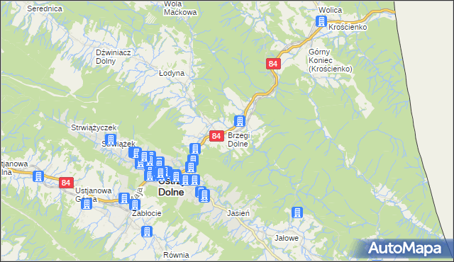 mapa Brzegi Dolne, Brzegi Dolne na mapie Targeo