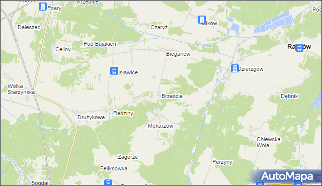 mapa Brzeście gmina Radków, Brzeście gmina Radków na mapie Targeo