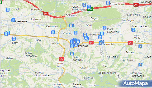 mapa Brzesko, Brzesko na mapie Targeo