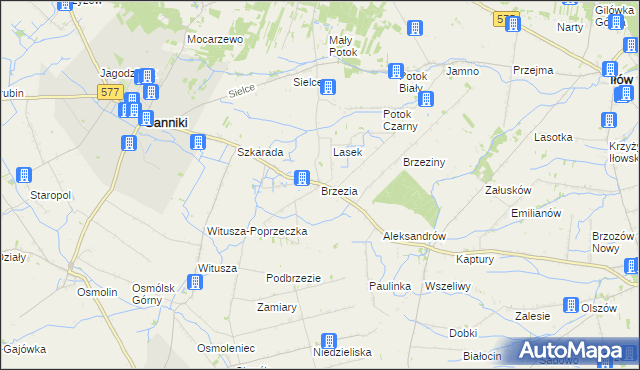 mapa Brzezia, Brzezia na mapie Targeo