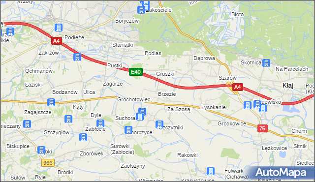 mapa Brzezie gmina Kłaj, Brzezie gmina Kłaj na mapie Targeo