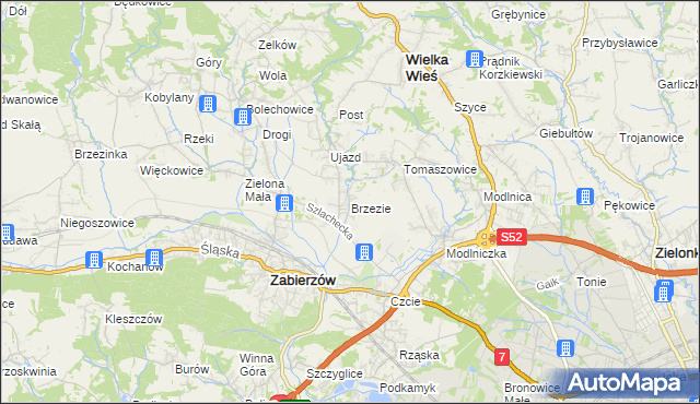 mapa Brzezie gmina Zabierzów, Brzezie gmina Zabierzów na mapie Targeo