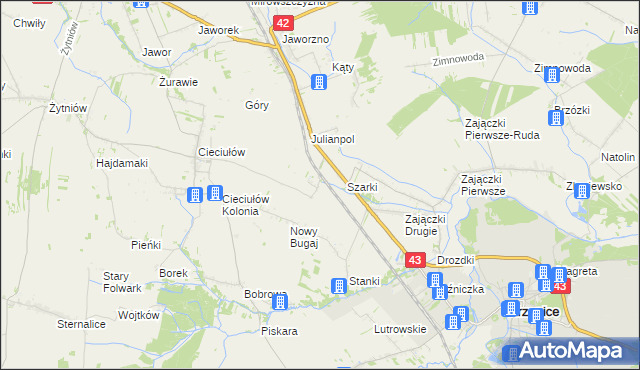 mapa Brzeziny Cieciułowskie, Brzeziny Cieciułowskie na mapie Targeo