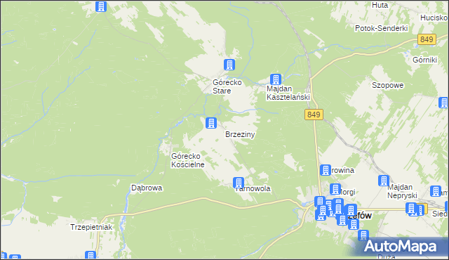 mapa Brzeziny gmina Józefów, Brzeziny gmina Józefów na mapie Targeo