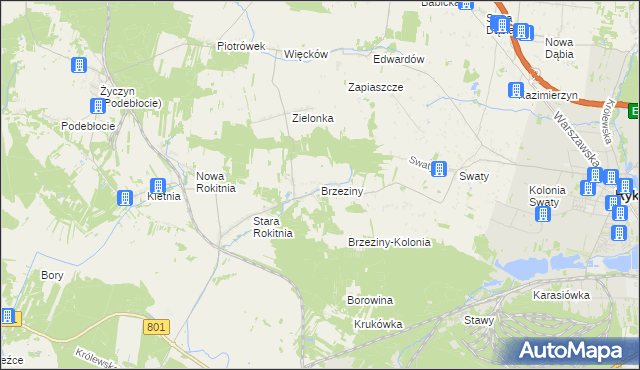 mapa Brzeziny gmina Stężyca, Brzeziny gmina Stężyca na mapie Targeo