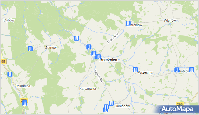 mapa Brzeźnica powiat żagański, Brzeźnica powiat żagański na mapie Targeo