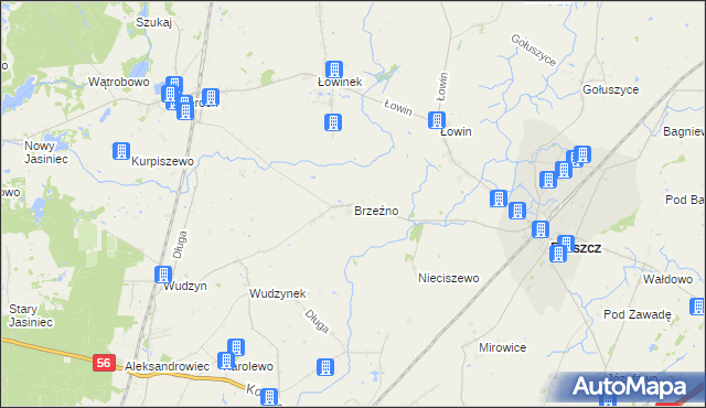 mapa Brzeźno gmina Pruszcz, Brzeźno gmina Pruszcz na mapie Targeo