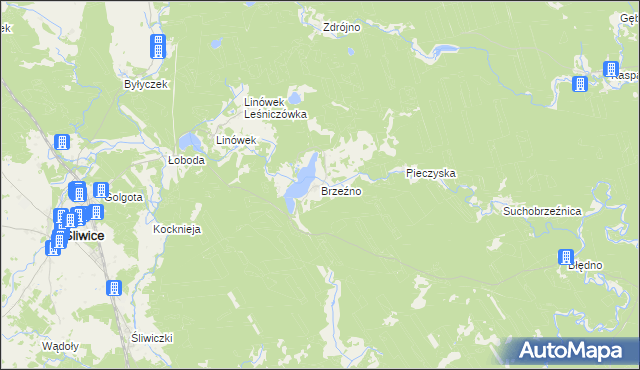 mapa Brzeźno gmina Śliwice, Brzeźno gmina Śliwice na mapie Targeo