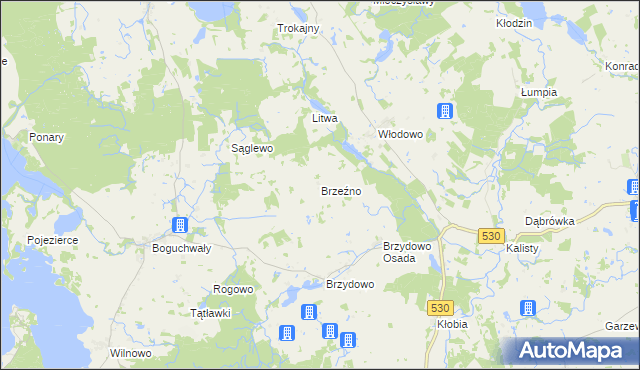 mapa Brzeźno gmina Świątki, Brzeźno gmina Świątki na mapie Targeo