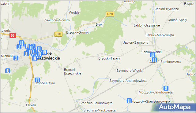 mapa Brzóski-Tatary, Brzóski-Tatary na mapie Targeo