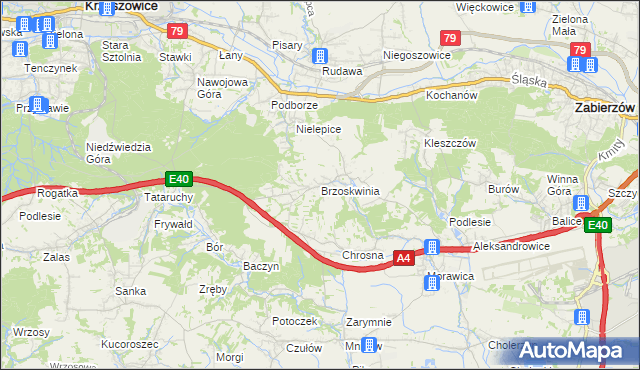 mapa Brzoskwinia, Brzoskwinia na mapie Targeo