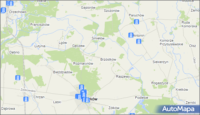 mapa Brzóstków, Brzóstków na mapie Targeo