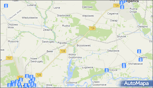 mapa Brzostowiec, Brzostowiec na mapie Targeo