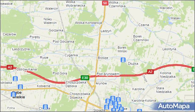 mapa Brzóze, Brzóze na mapie Targeo