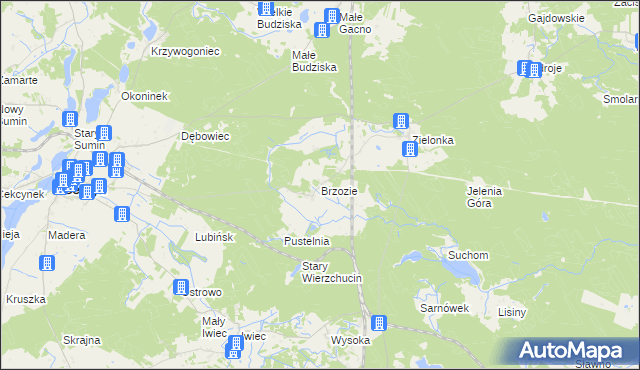 mapa Brzozie gmina Cekcyn, Brzozie gmina Cekcyn na mapie Targeo