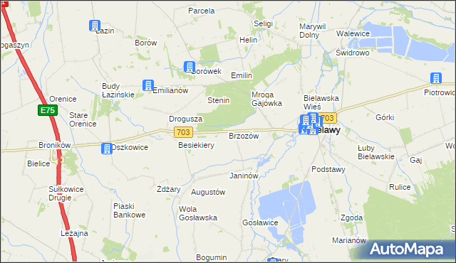 mapa Brzozów gmina Bielawy, Brzozów gmina Bielawy na mapie Targeo