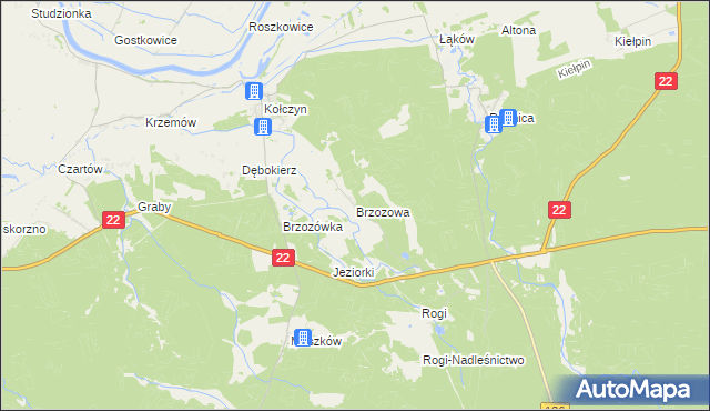 mapa Brzozowa gmina Krzeszyce, Brzozowa gmina Krzeszyce na mapie Targeo