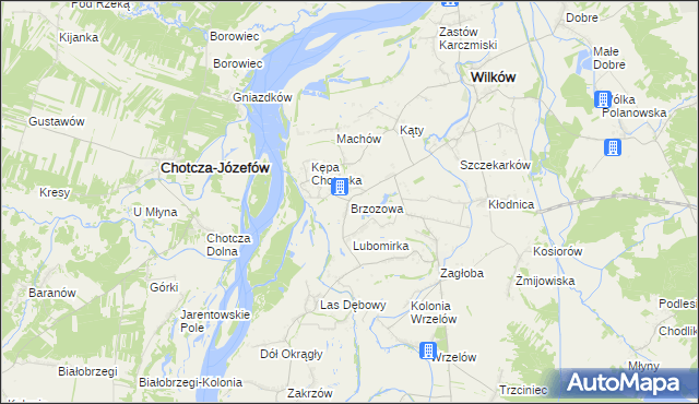 mapa Brzozowa gmina Wilków, Brzozowa gmina Wilków na mapie Targeo