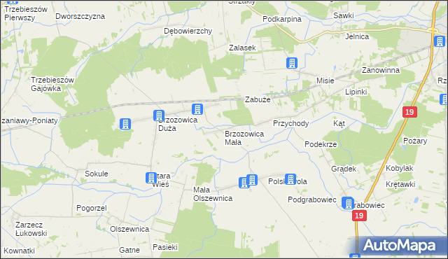 mapa Brzozowica Mała, Brzozowica Mała na mapie Targeo