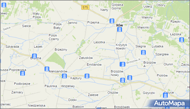 mapa Brzozowiec gmina Iłów, Brzozowiec gmina Iłów na mapie Targeo