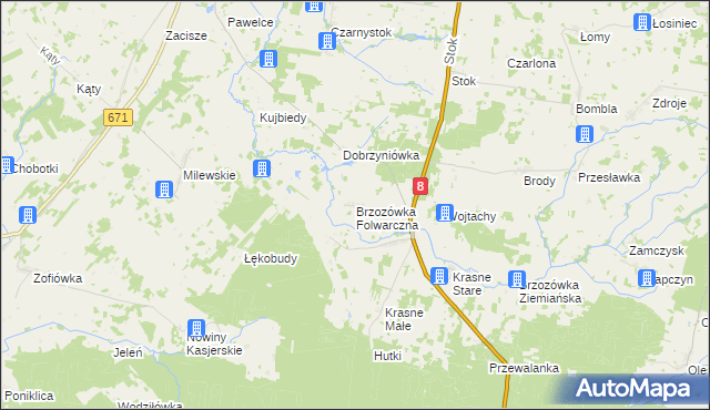 mapa Brzozówka Folwarczna, Brzozówka Folwarczna na mapie Targeo