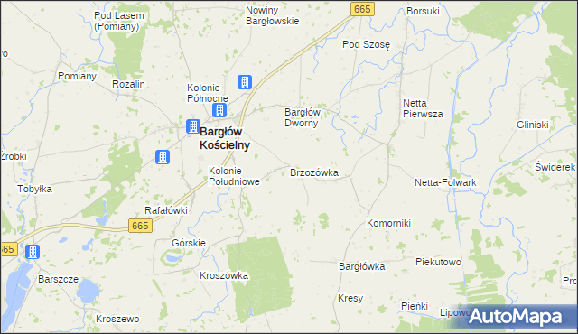 mapa Brzozówka gmina Bargłów Kościelny, Brzozówka gmina Bargłów Kościelny na mapie Targeo