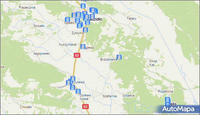 mapa Brzozówka gmina Kadzidło, Brzozówka gmina Kadzidło na mapie Targeo