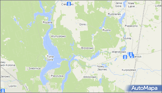 mapa Brzozowo gmina Koronowo, Brzozowo gmina Koronowo na mapie Targeo