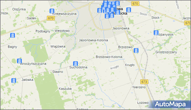 mapa Brzozowo-Kolonia, Brzozowo-Kolonia na mapie Targeo