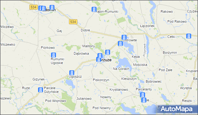 mapa Brzuze, Brzuze na mapie Targeo