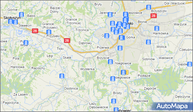 mapa Brzyście gmina Jasło, Brzyście gmina Jasło na mapie Targeo