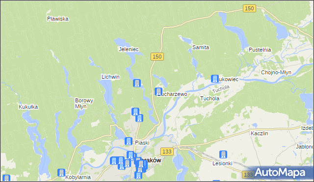 mapa Bucharzewo, Bucharzewo na mapie Targeo