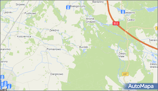 mapa Buczek gmina Białogard, Buczek gmina Białogard na mapie Targeo