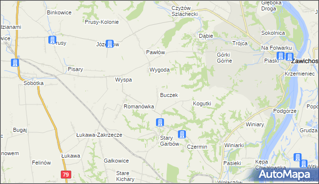 mapa Buczek gmina Dwikozy, Buczek gmina Dwikozy na mapie Targeo