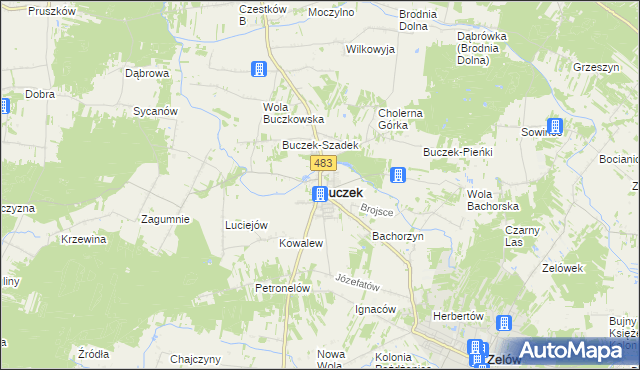 mapa Buczek powiat łaski, Buczek powiat łaski na mapie Targeo
